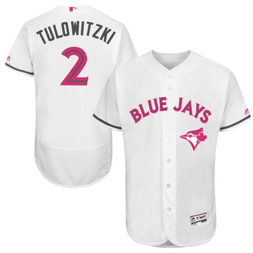 Blue Jays #2 Troy Tulowitzki White Flexbase Authentic Collection Mother's Day Stitched MLB Jersey - Click Image to Close